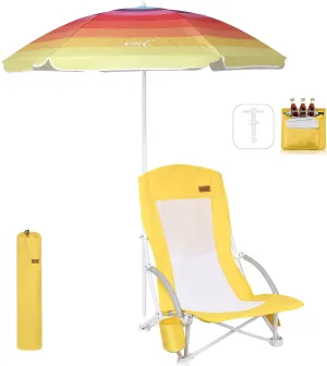 Nice C 1 Pack Yellow Beach Chair with Umbrella   2 Pack Hammock Camping Chair