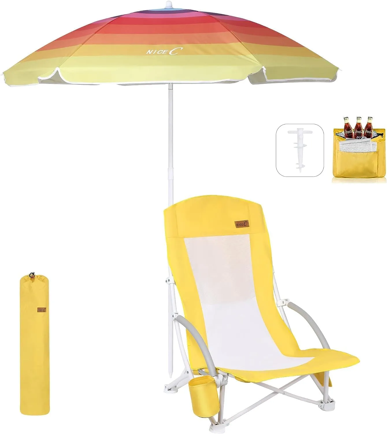 Nice C 1 Pack Yellow Beach Chair with Umbrella   2 Pack Hammock Camping Chair