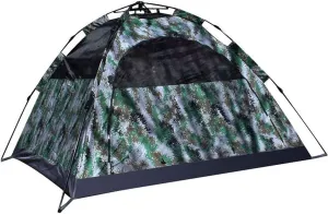 NIEH 3-4 Person Camping Tent Outdoor Double Decker Backpacking Tent Automatic Instant Pop Up Tent for Outdoor Sports with Camouflage