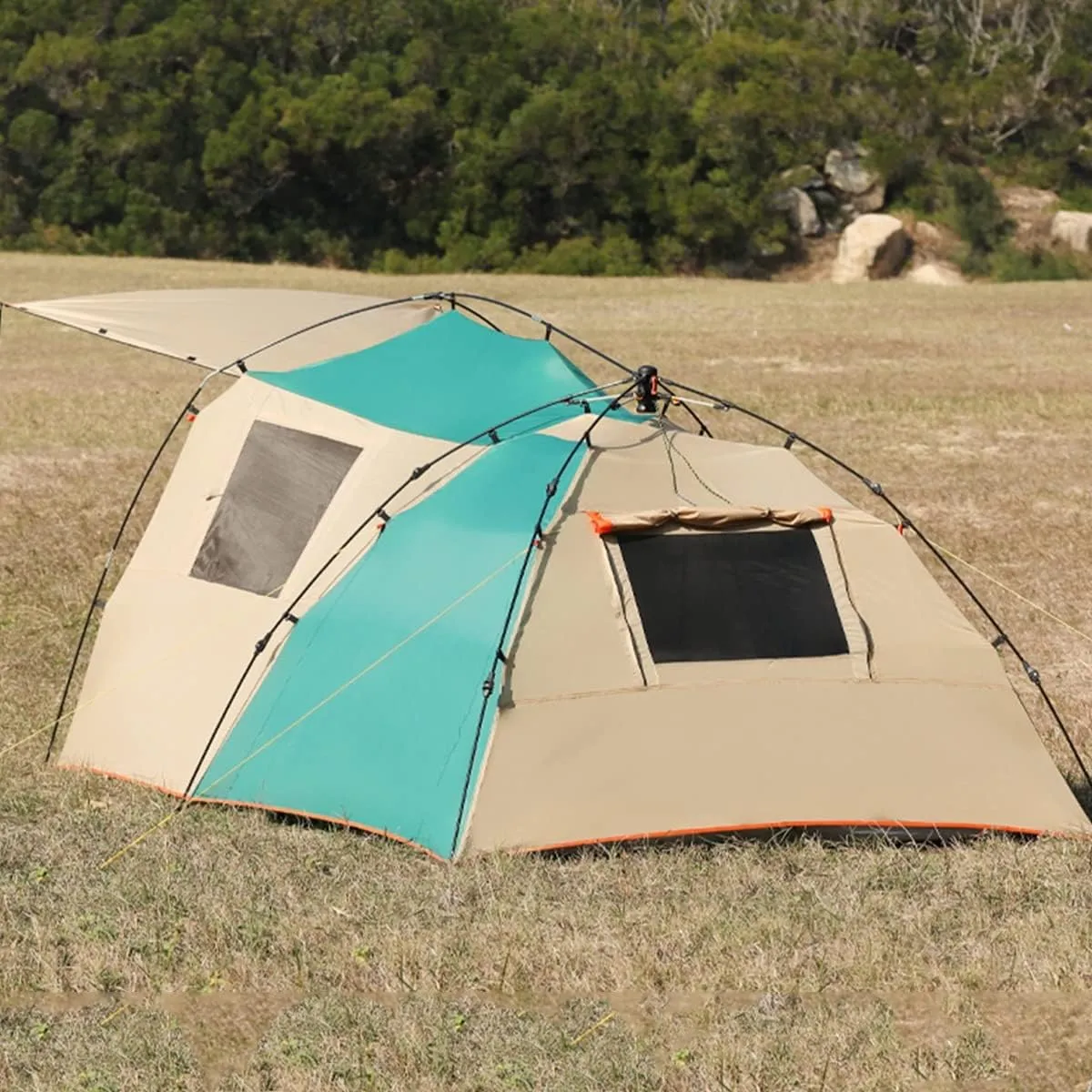 NIEH Camping Tent Tents for Family 3-4 Person,Entrance Hall Living Room Bedroom,Pop Up Tent Canopy Tent,with Storage Bag Accessories, Khaki Green
