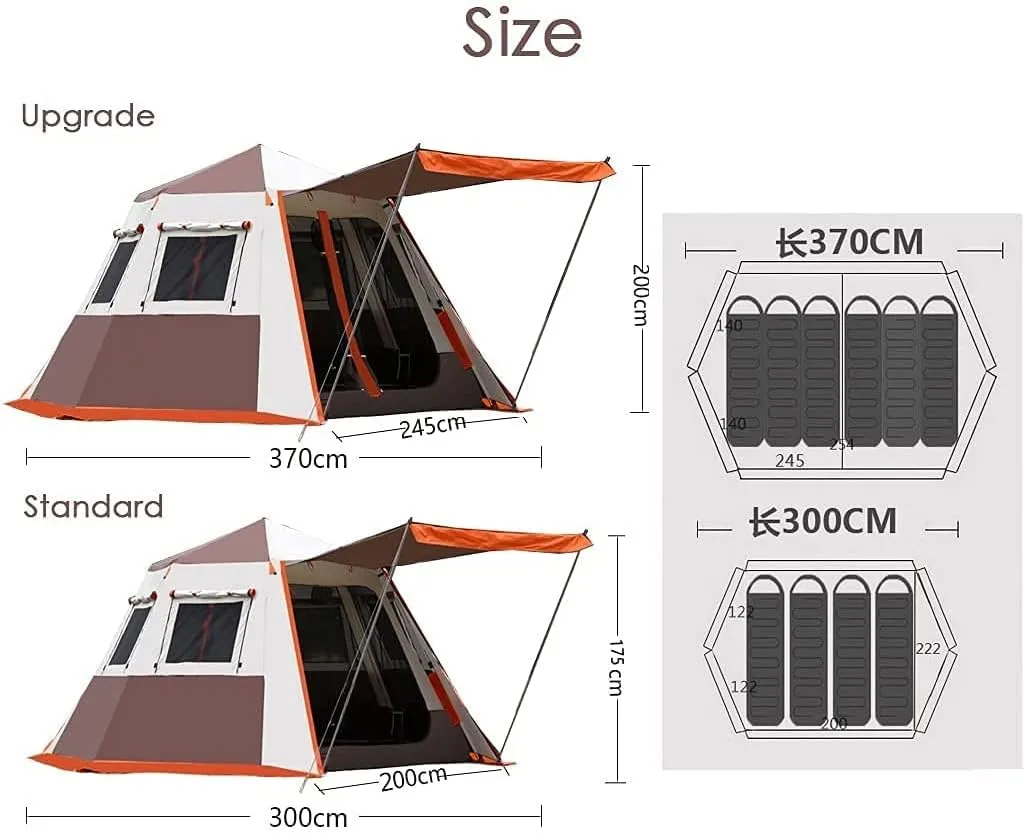 NIEH Pop Up Tent for 3 to 4 Person, Camping Outdoor Tent, Family Camping Tent with 360° Panoramic View, Ventilation, Waterproof Dome Tent for, Camping, Beach, and Outdoor