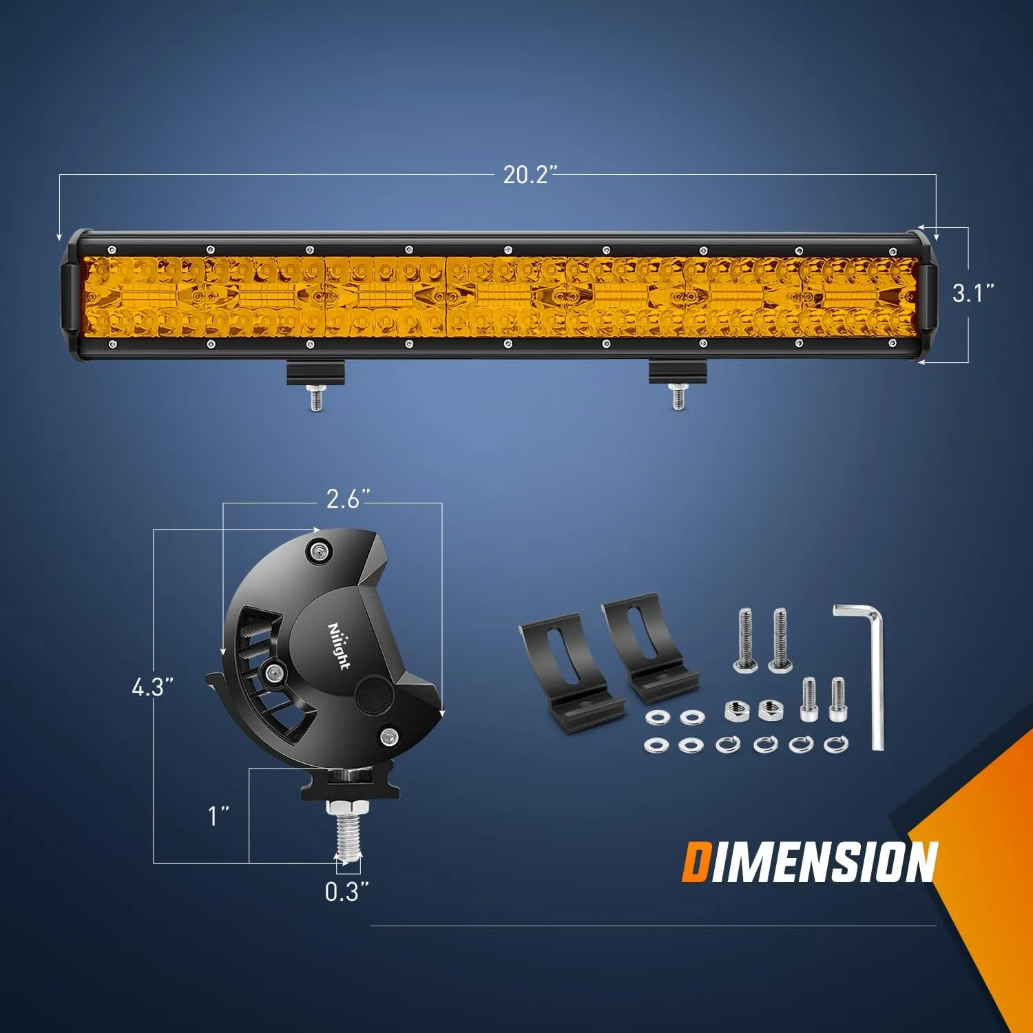 Nilight 20 Inch 420W LED Light Bar Amber Triple Row Flood Spot Combo Driving Boat Led Off Road Lights with 16AWG Wiring Harness Kit-1 Lead, 2 Year Warranty (ZH706)