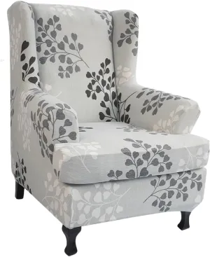 NILUOH Wing Chair Slipcovers 2 Pieces Stretch Spandex Wingback Chair Covers Sofa Slipcover Printing Wingback Armchair Slipcovers Furniture Protector Couch Soft with Elastic Bottom, 11