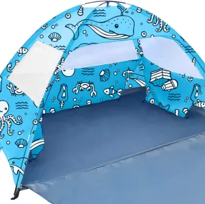 Ocean World 3-4 Person Family and Baby Beach Tent – Cool Beach Essentials for Shade, UPF 50  UV Protection and PU800 Waterproof, Portable Pop Up Sun Shade Cabana Shelter for Kids and Toddlers,