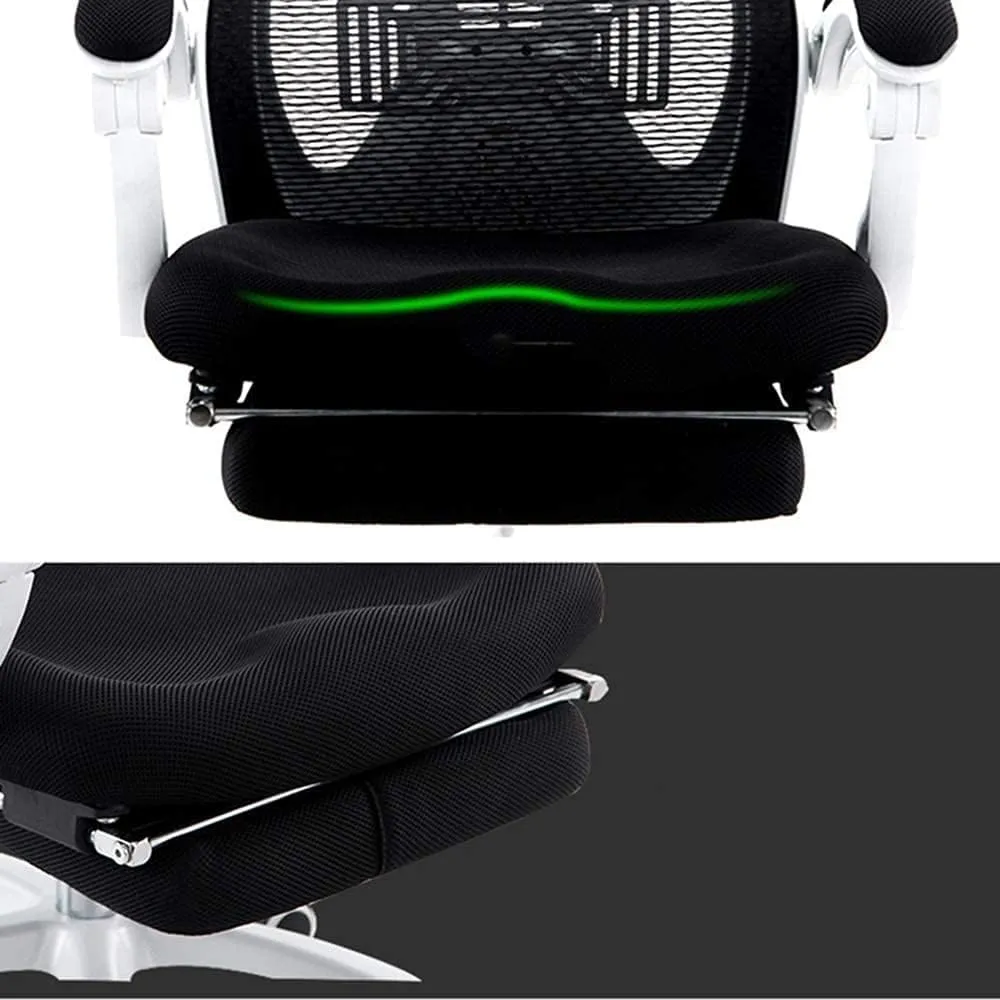 Office Chair Chair Office Chair Casual Study Chair Can Be Lifted and Lowered Rotated 150°Tilt Folding Footrest Breathable Mesh (Color : Gray White) (Gray White)
