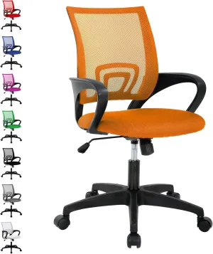 Office Chair, Desk Chair with Lumbar Support Arms, Adjustable Computer Chair with Breathable Mesh Backrest, Home Office Desk Chairs for Student, Adults, Study, Dorm, Comfortable Office Chair(Orange)