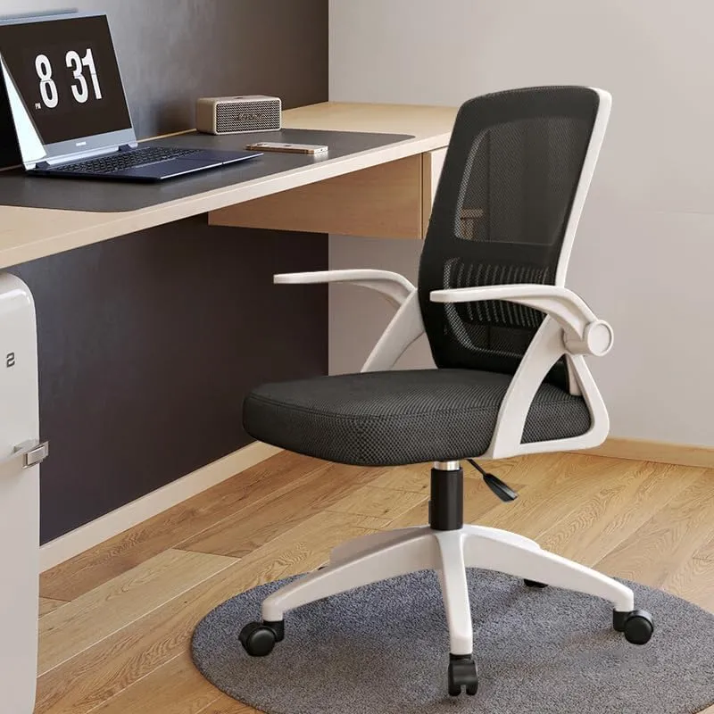 Office Chair, Ergonomic Desk Breathable Mesh Swivel Chair with Flip-Up Arms and Lumbar Support Computer for Home Office