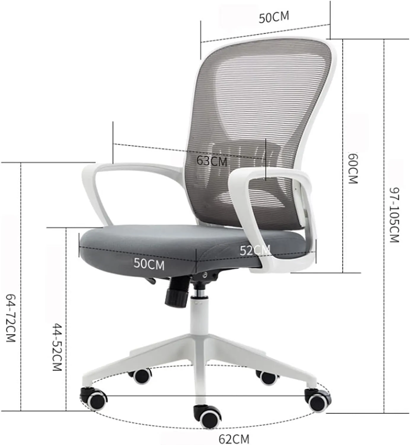 Office Chair Ergonomic Office Chair Desk Chair Breathable Mesh Back PC Chair with Lumbar Support Arms Adjustable Swivel(Color:C)