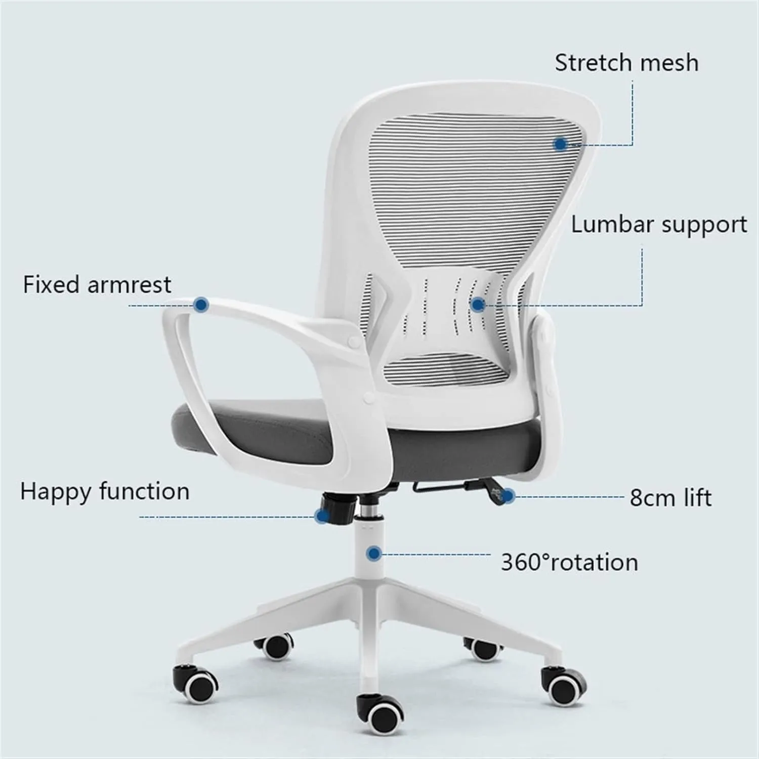 Office Chair Ergonomic Office Chair Desk Chair Breathable Mesh Back PC Chair with Lumbar Support Arms Adjustable Swivel(Color:C)