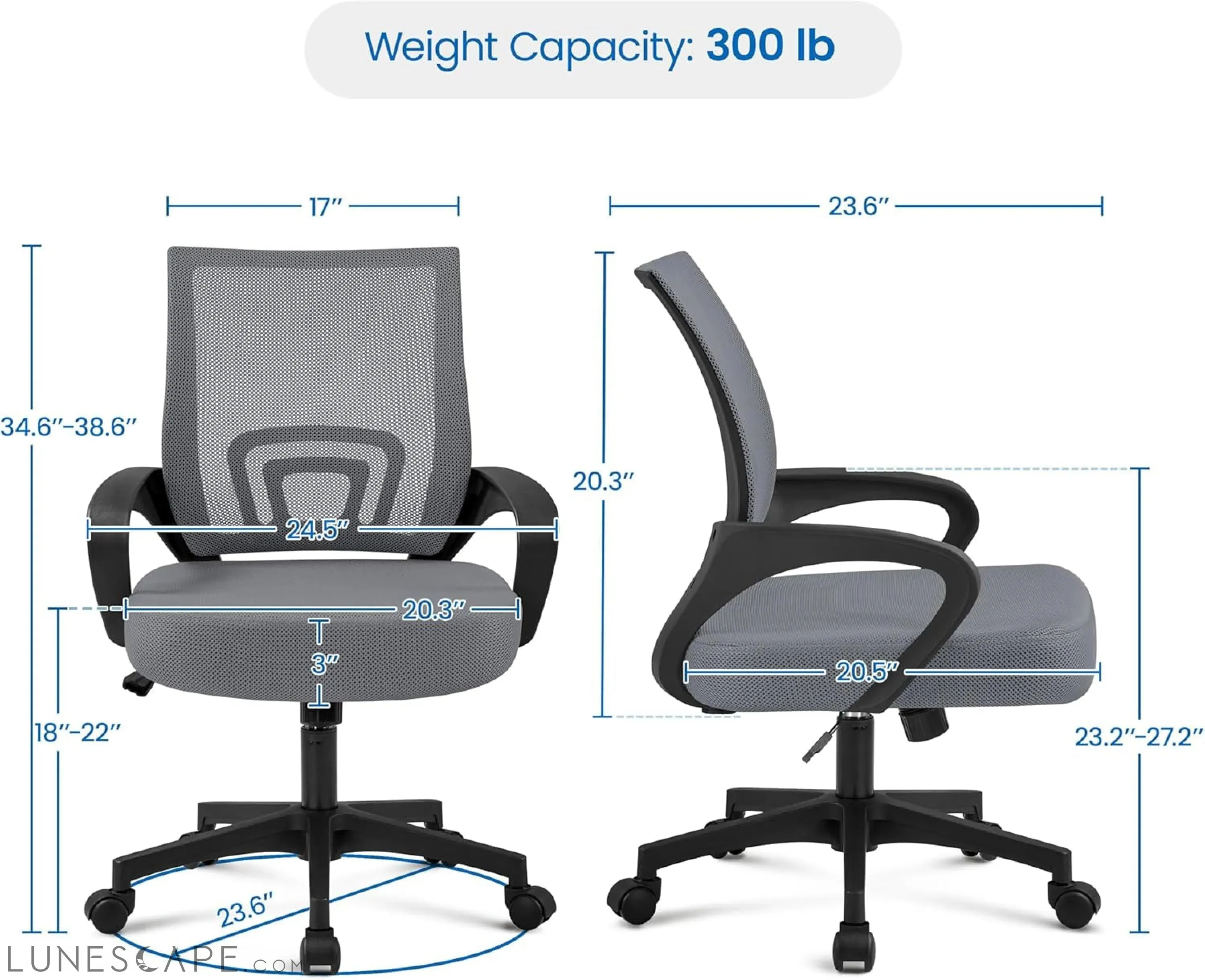Office Chair Mid Back Executive Task Swivel Rolling Gaming Lumbar
