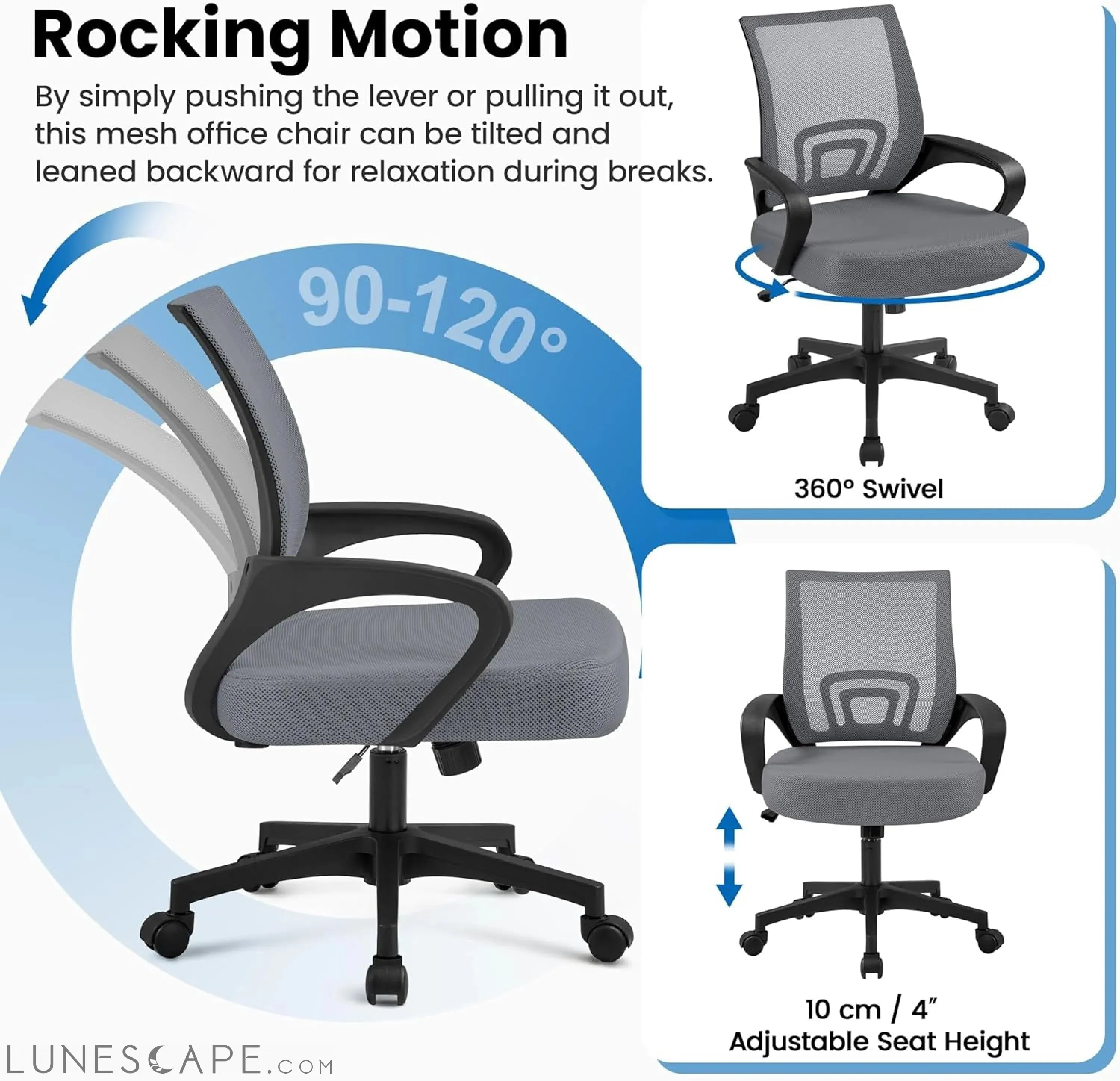 Office Chair Mid Back Executive Task Swivel Rolling Gaming Lumbar
