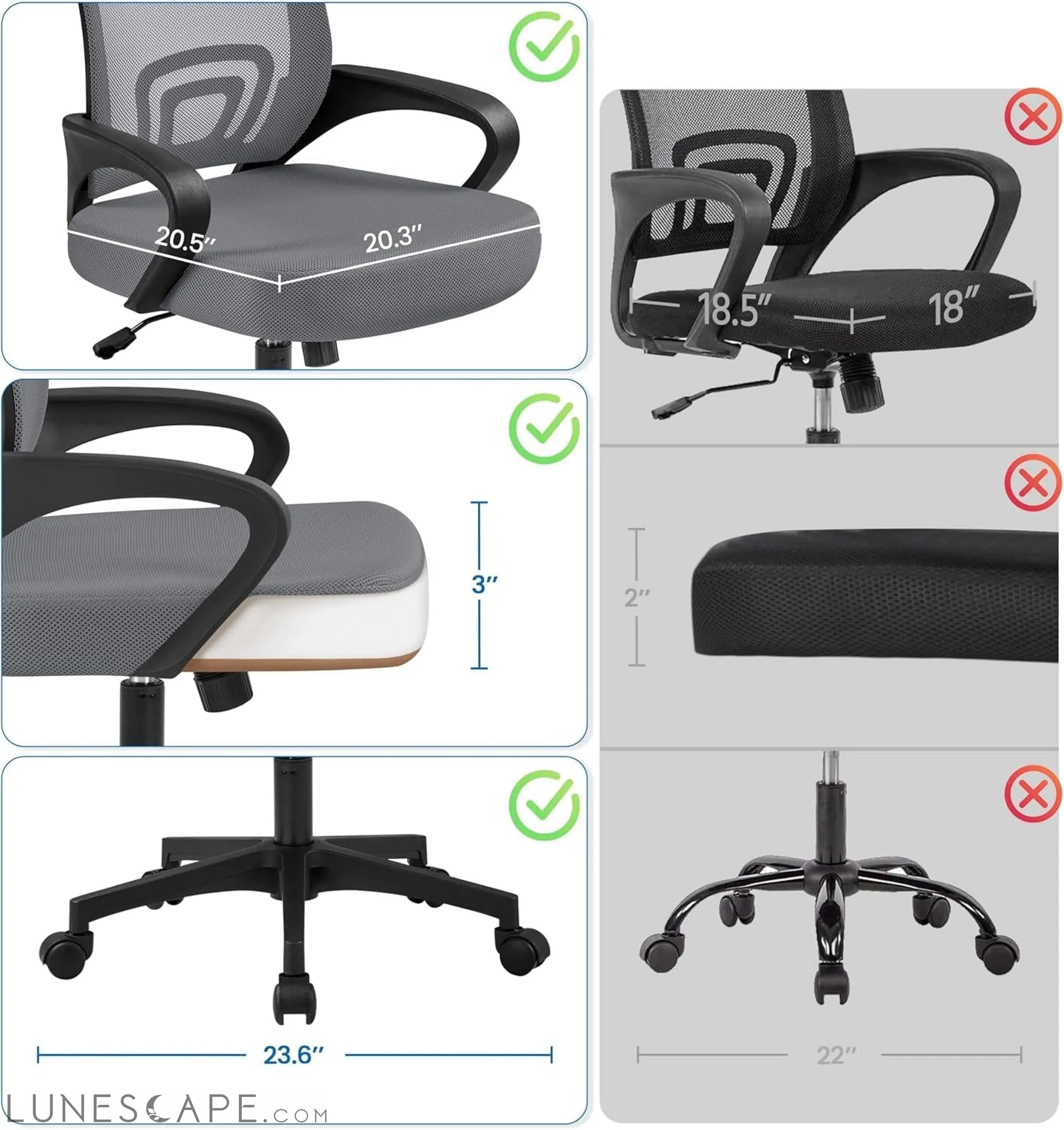 Office Chair Mid Back Executive Task Swivel Rolling Gaming Lumbar