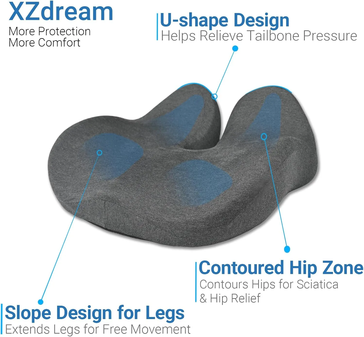 Office Chair Seat Cushion - High Support Memory Foam Seat Cushion, Ergonomic Pressure Relief Cushions Pad Butt Pillow Suitable for Heavy People for Computer Desk, Car, Truck, Gaming Chair