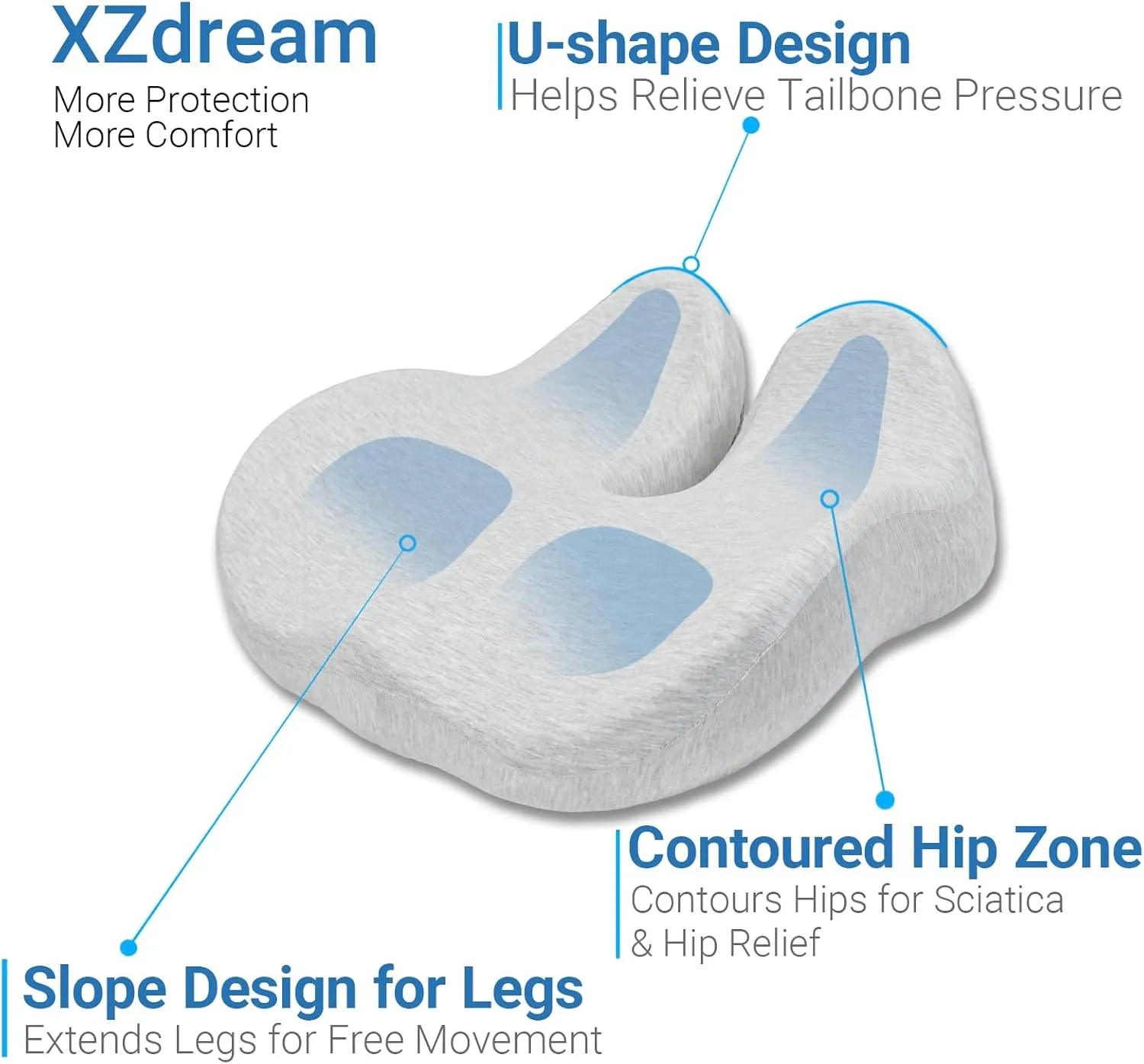 Office Chair Seat Cushion - High Support Memory Foam Seat Cushion, Ergonomic Pressure Relief Cushions Pad Butt Pillow Suitable for Heavy People for Computer Desk, Car, Truck, Gaming Chair