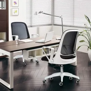 Office Chair Swivel Chair Office Ergonomic Chair Rotating Handrail Small Space Dedicated Breathable Mesh Swivel Chair Bearing Weight Chair (Color : White) Needed