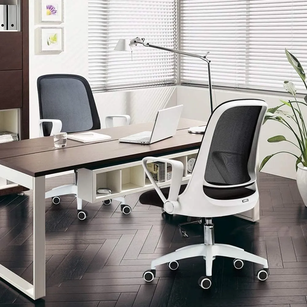 Office Chair Swivel Chair Office Ergonomic Chair Rotating Handrail Small Space Dedicated Breathable Mesh Swivel Chair Bearing Weight Chair (Color : White) Needed