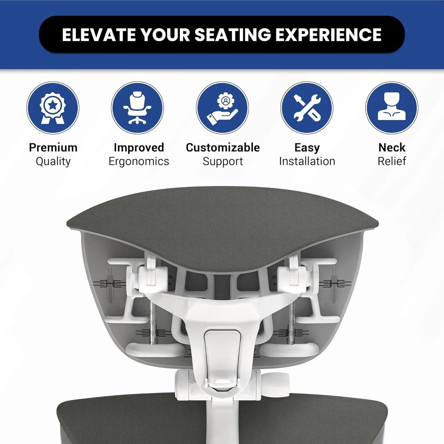 OFFICE LOGIX SHOP Embody Headrest Compatible with Herman Miller Embody Chair (Grey Rythem Fabric/White Frame)