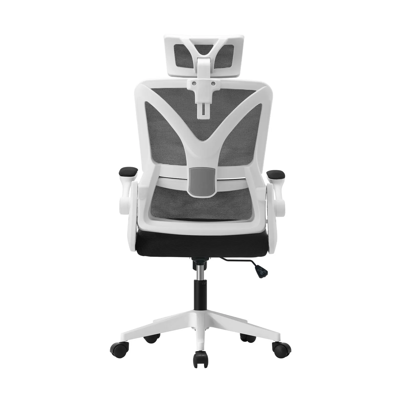 Oikiture Mesh Office Chair Adjustable Lumbar Support Reclining D-Shape WH&BK