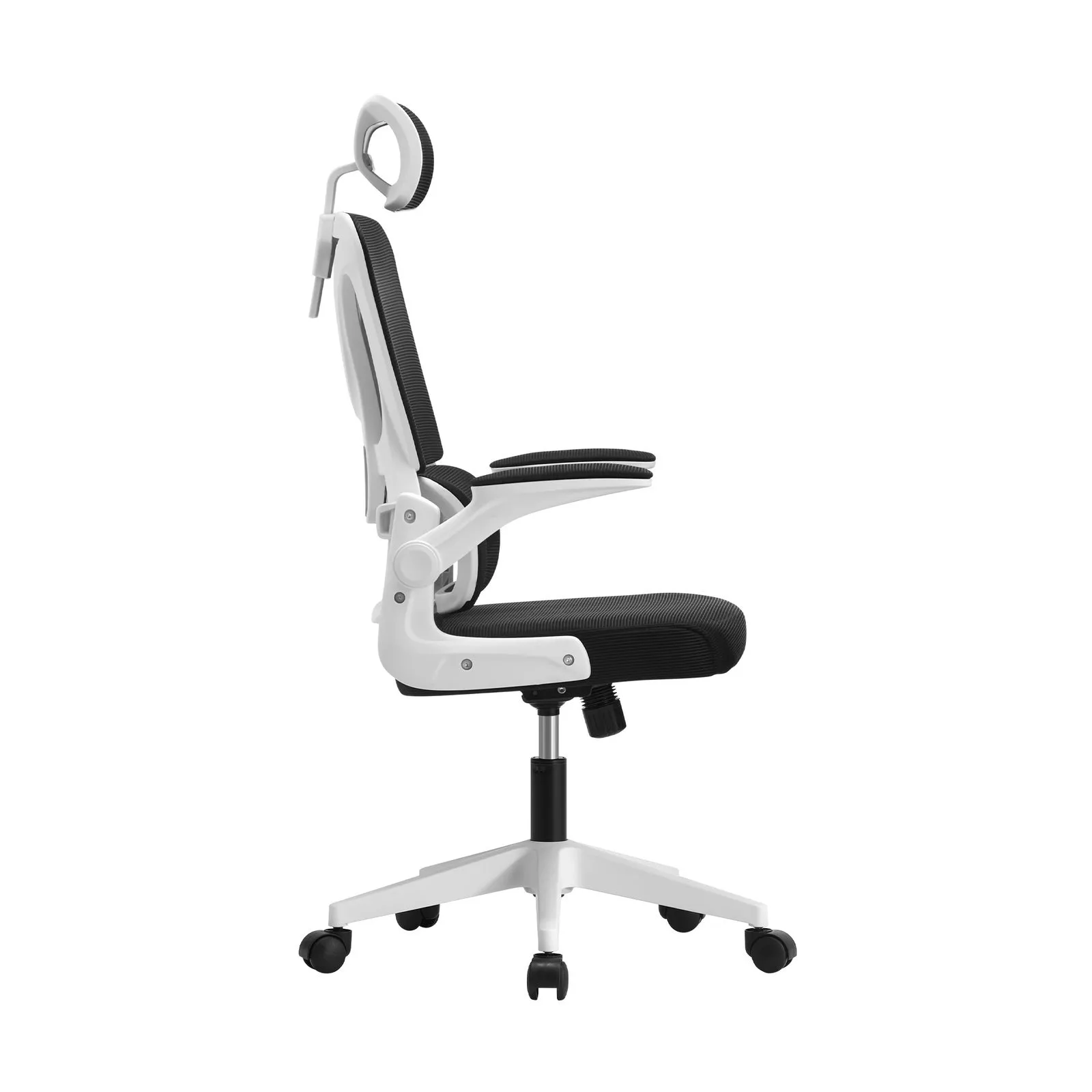 Oikiture Mesh Office Chair Adjustable Lumbar Support Reclining D-Shape WH&BK