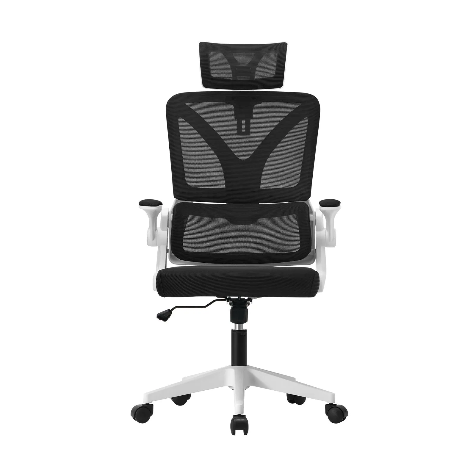 Oikiture Mesh Office Chair Adjustable Lumbar Support Reclining D-Shape WH&BK