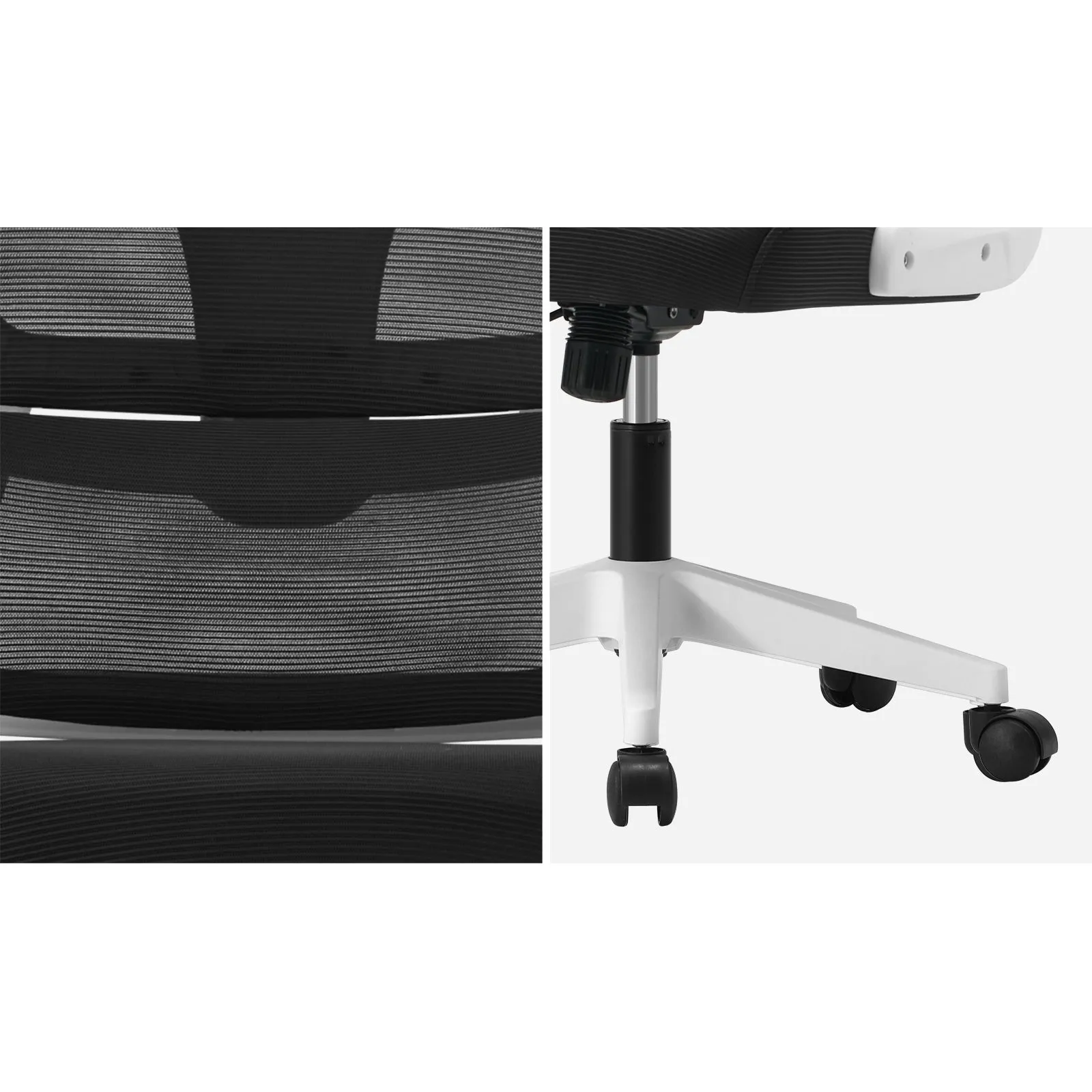 Oikiture Mesh Office Chair Adjustable Lumbar Support Reclining D-Shape WH&BK