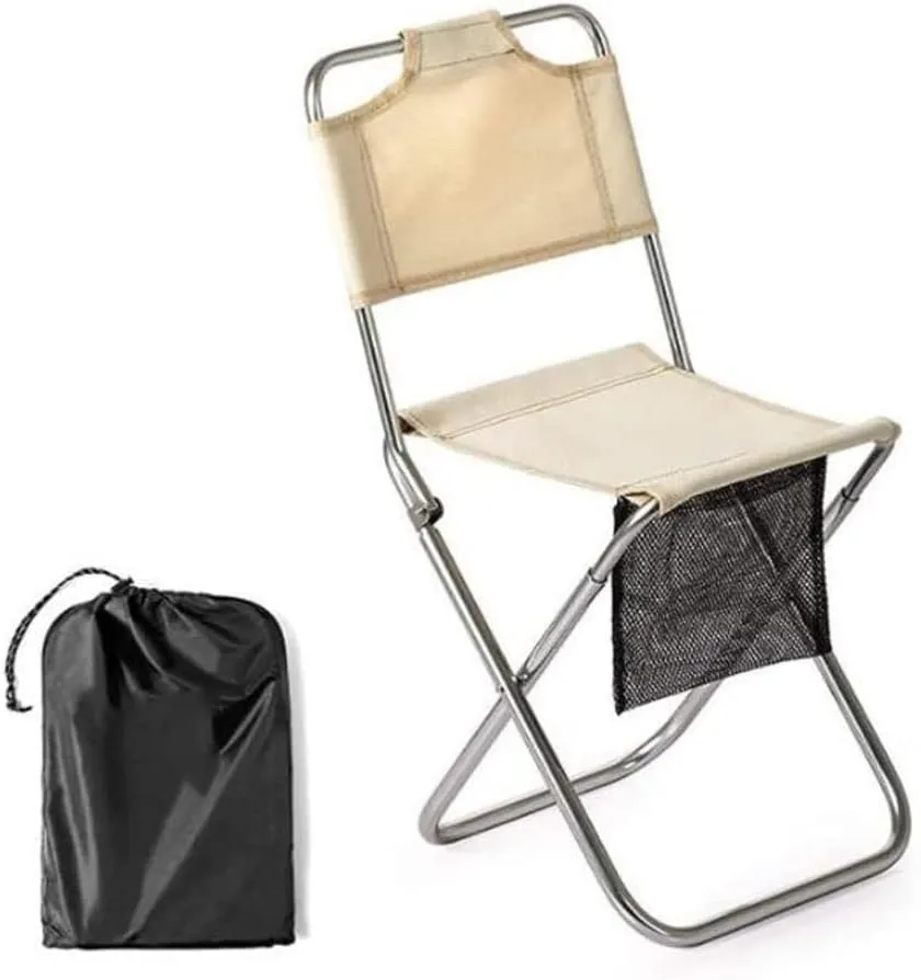 Outdoor Camp Chairs, Folding Camping Chair Outdoor Fishing Chair Picnic BBQ Seat Ultralight Aluminum Alloy Camping Stool with Storage Bag Lawn Chairs Adults(White)