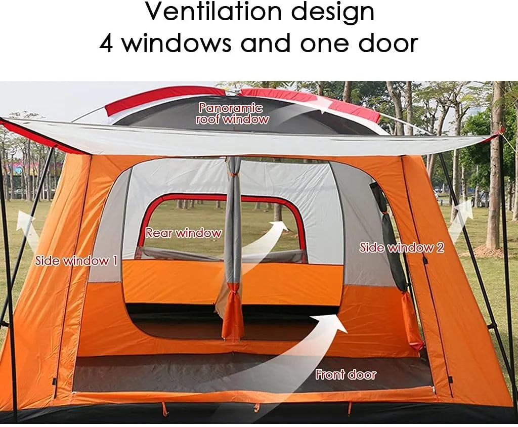 Outdoor Camping Tent 5-8 Person Large Family Tents for Camping Festival, Hiking Tent with Living Room and Separate Rooms 4 Season Tents Big Family Shelter (Blue) (Blue)