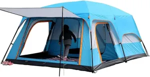 Outdoor Camping Tent 5-8 Person Large Family Tents for Camping Festival, Hiking Tent with Living Room and Separate Rooms 4 Season Tents Big Family Shelter (Blue) (Blue)