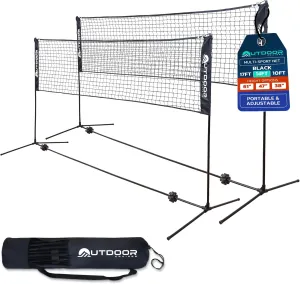 Outdoor Cruiser Portable Sports Net - Indoor and Outdoor for Badminton, Pickleball, Tennis, Soccer Tennis, and Volleyball, Adjustable Height (38-61 Inches), Durable Nylon and Rust-Resistant Steel Pole