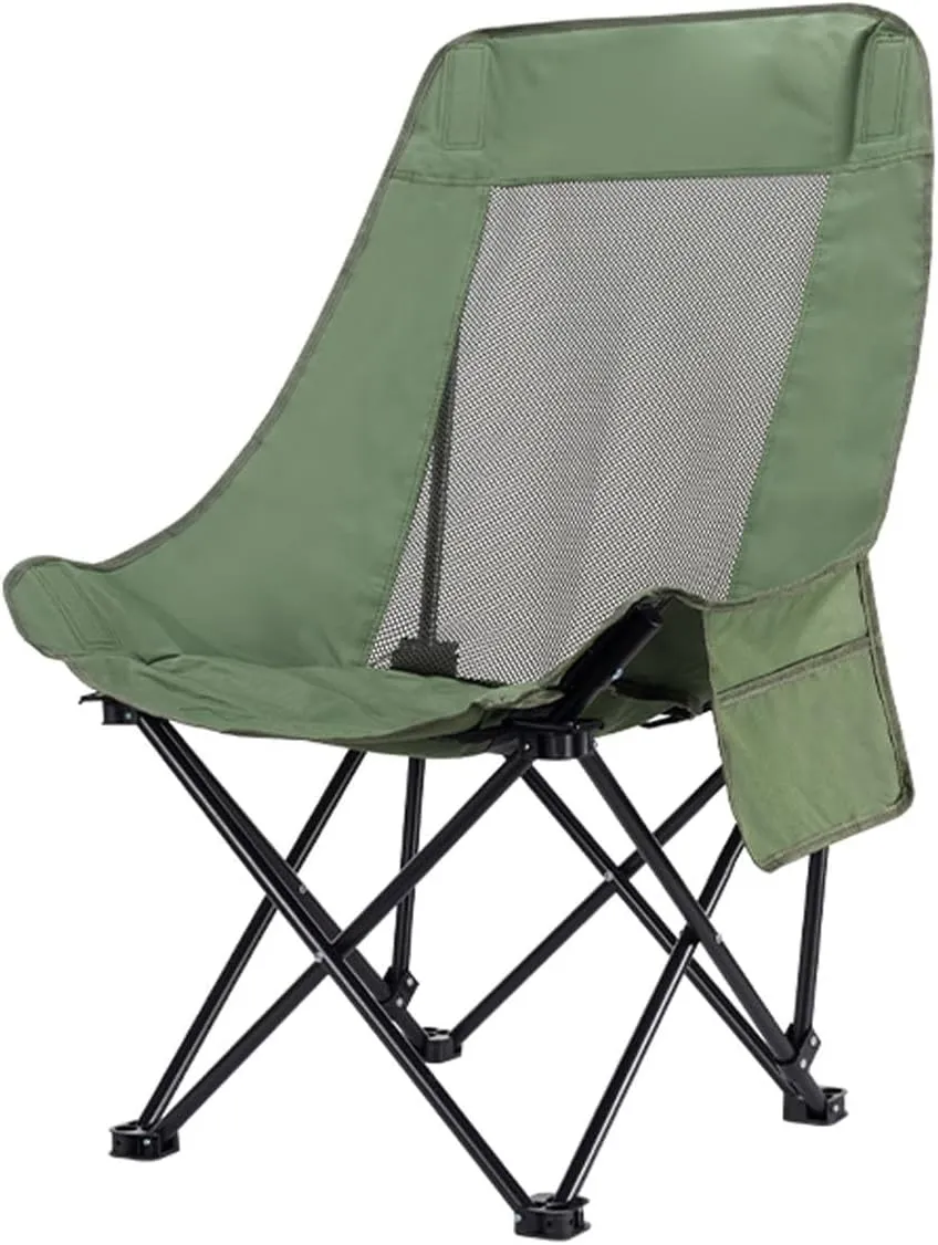 Outdoor Folding Chairs, Portable Camping Gauze high-Back Chairs, Picnic Leisure Beach Chairs(Color:Green)
