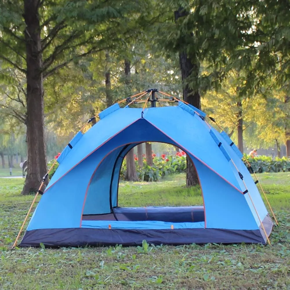 Outdoor Pop Up Tent Water-Resistant Portable Camping Tent for 1-2/3-4 People Family Tent (Dark Green for 1) (Blue for 1)