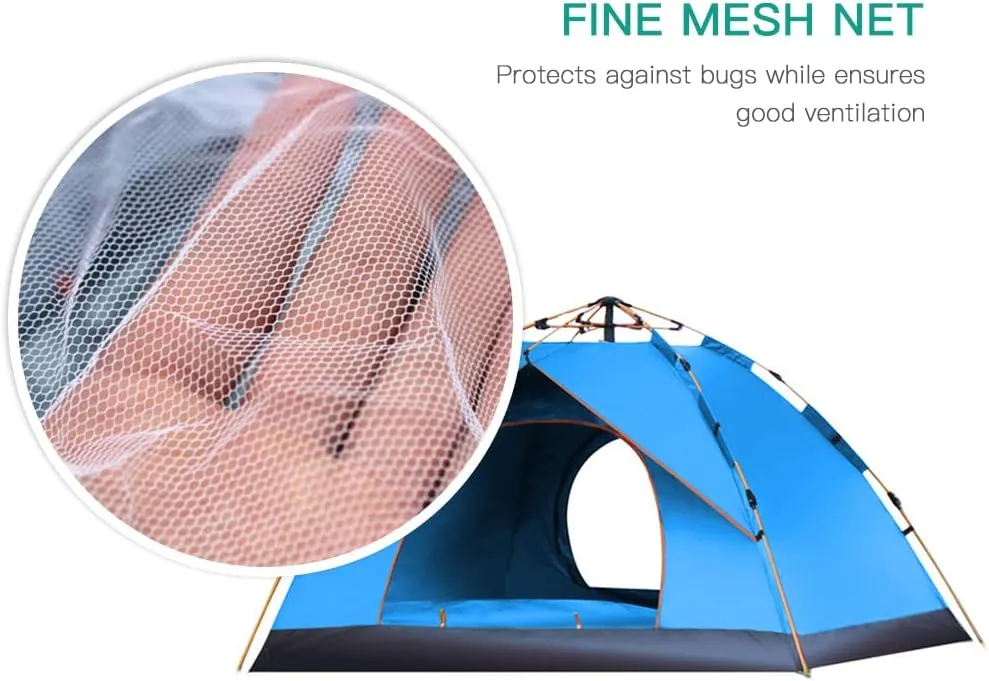 Outdoor Pop Up Tent Water-Resistant Portable Camping Tent for 1-2/3-4 People Family Tent (Dark Green for 1) (Blue for 1)