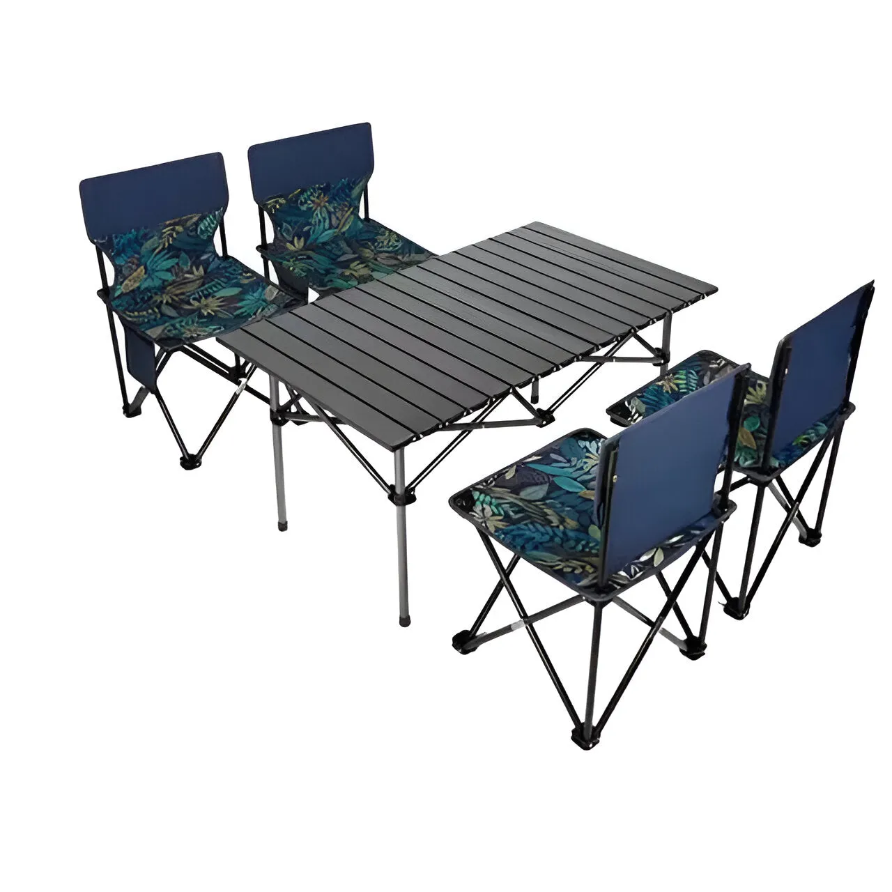 Outdoor Portable Folding Camping Table With 4 Chair Set