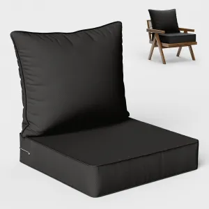 Outdoor Seat Cushion Set 19 L X 19 W X 4 H Inch Waterproof & Fade Resistant Patio Furniture Cushions with Removable Cover with Non-Slip Pads and Straps for Sofa Chairs, Chairs
