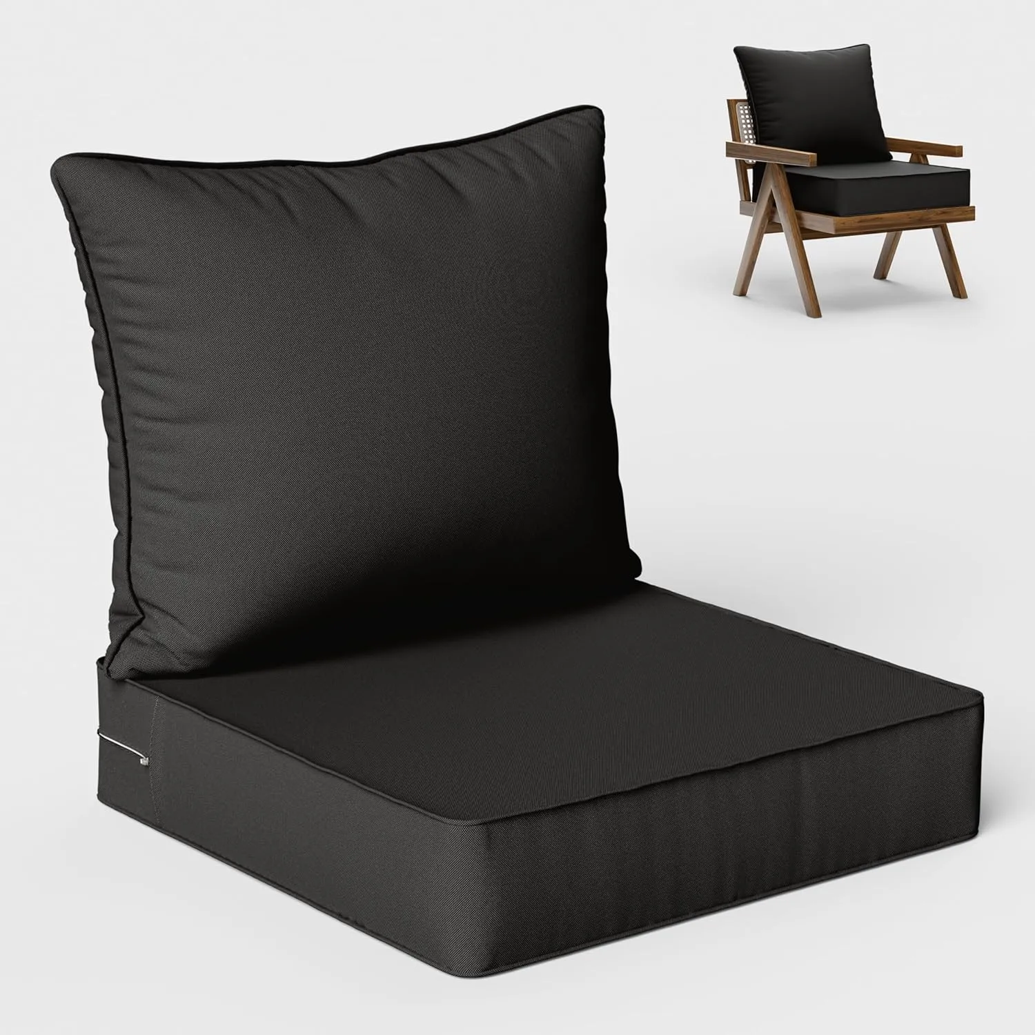 Outdoor Seat Cushion Set 19 L X 19 W X 4 H Inch Waterproof & Fade Resistant Patio Furniture Cushions with Removable Cover with Non-Slip Pads and Straps for Sofa Chairs, Chairs