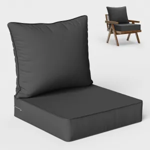 Outdoor Seat Cushion Set 19 L X 19 W X 4 H Inch Waterproof & Fade Resistant Patio Furniture Cushions with Removable Cover with Non-Slip Pads and Straps for Sofa Chairs, Chairs
