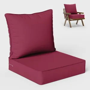 Outdoor Seat Cushion Set 19 L X 19 W X 4 H Inch Waterproof & Fade Resistant Patio Furniture Cushions with Removable Cover with Non-Slip Pads and Straps for Sofa Chairs, Chairs