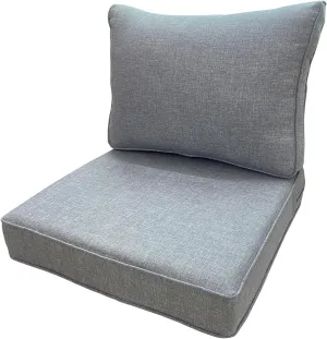 Outdoor Seat/Back Deep Chair Cushion Set for Patio Furniture - Lounge Chair Cushions with Zipper - Water-Resistant Patio Chair Cushions 24x24