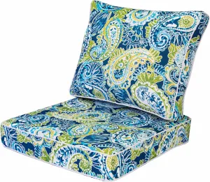 Outdoor Seat/Back Deep Chair Cushion Set for Patio Furniture - Lounge Chair Cushions with Zipper - Waterproof Patio Chair Cushions 24x24