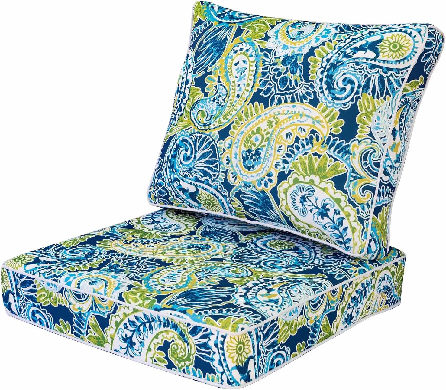 Outdoor Seat/Back Deep Chair Cushion Set for Patio Furniture - Lounge Chair Cushions with Zipper - Waterproof Patio Chair Cushions 24x24