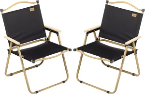 Outsunny 2 Pack Folding Camping Chair, Lightweight & Portable Beach Chairs Armchairs, Perfect for Festivals, Fishing, Picnic and Hiking, Black