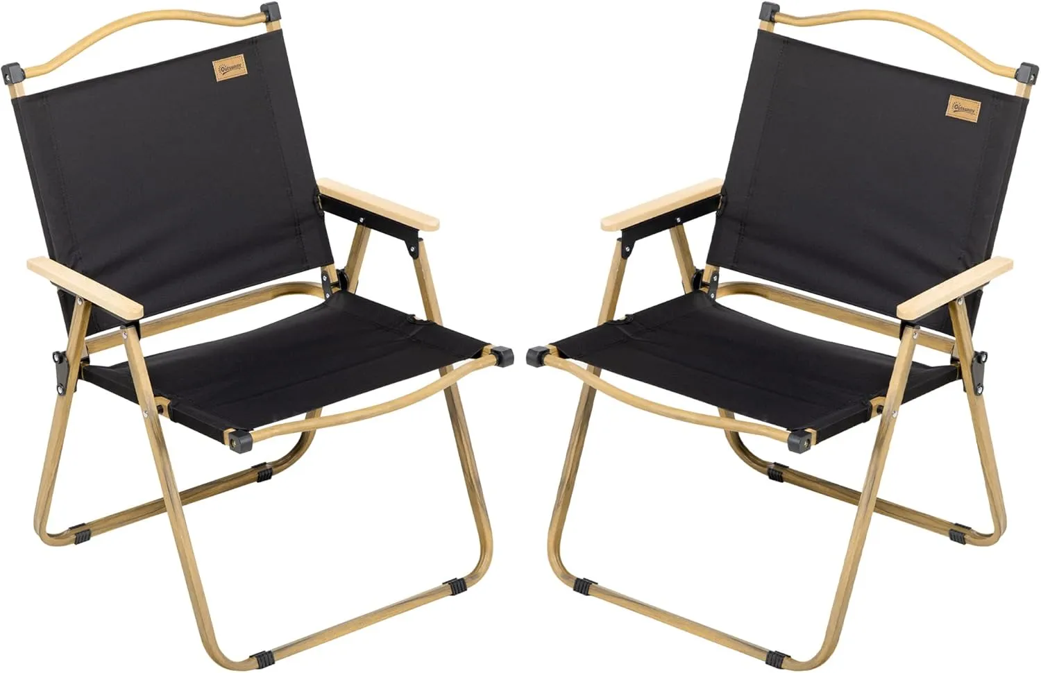 Outsunny 2 Pack Folding Camping Chair, Lightweight & Portable Beach Chairs Armchairs, Perfect for Festivals, Fishing, Picnic and Hiking, Black