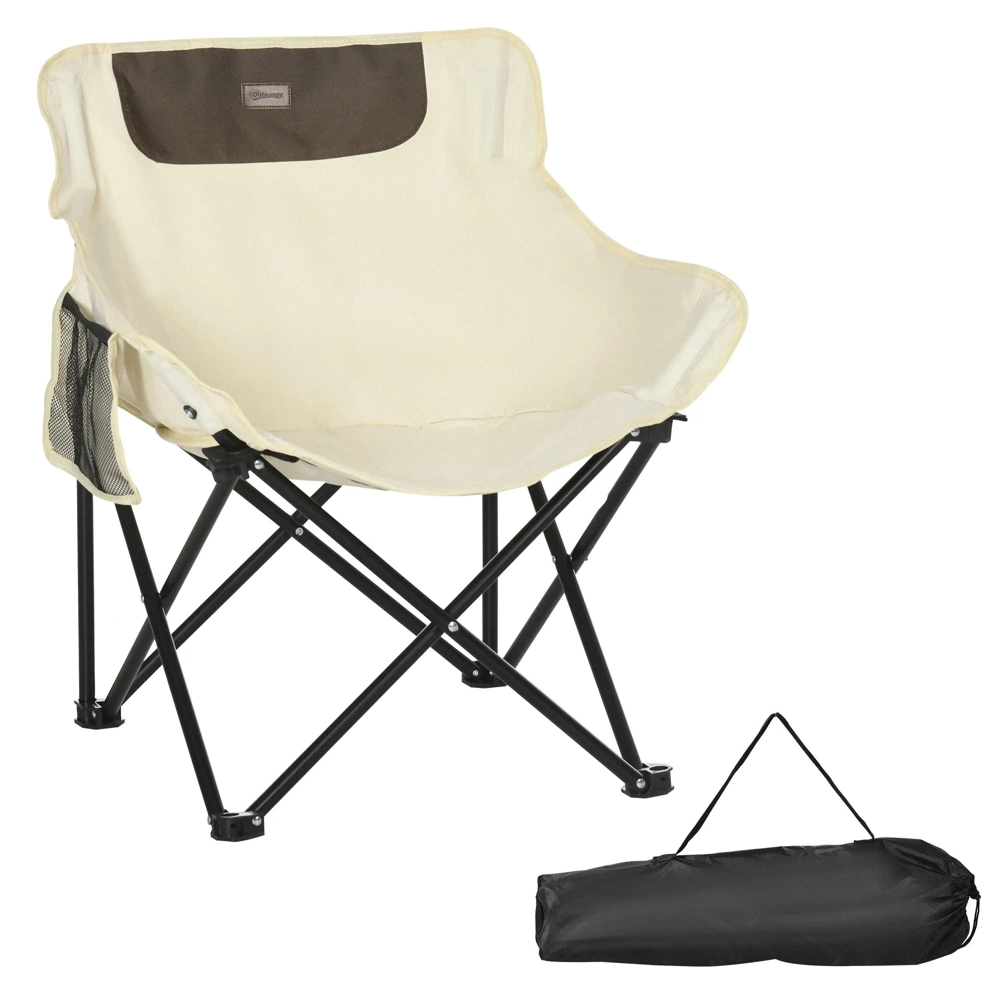 Outsunny Carrying For And Folding Storage Hiking, Bag Fishing, White Top-tier Chair, Lightweight Festivals, Pocket, Highly-rated Beach With Camping Perfect