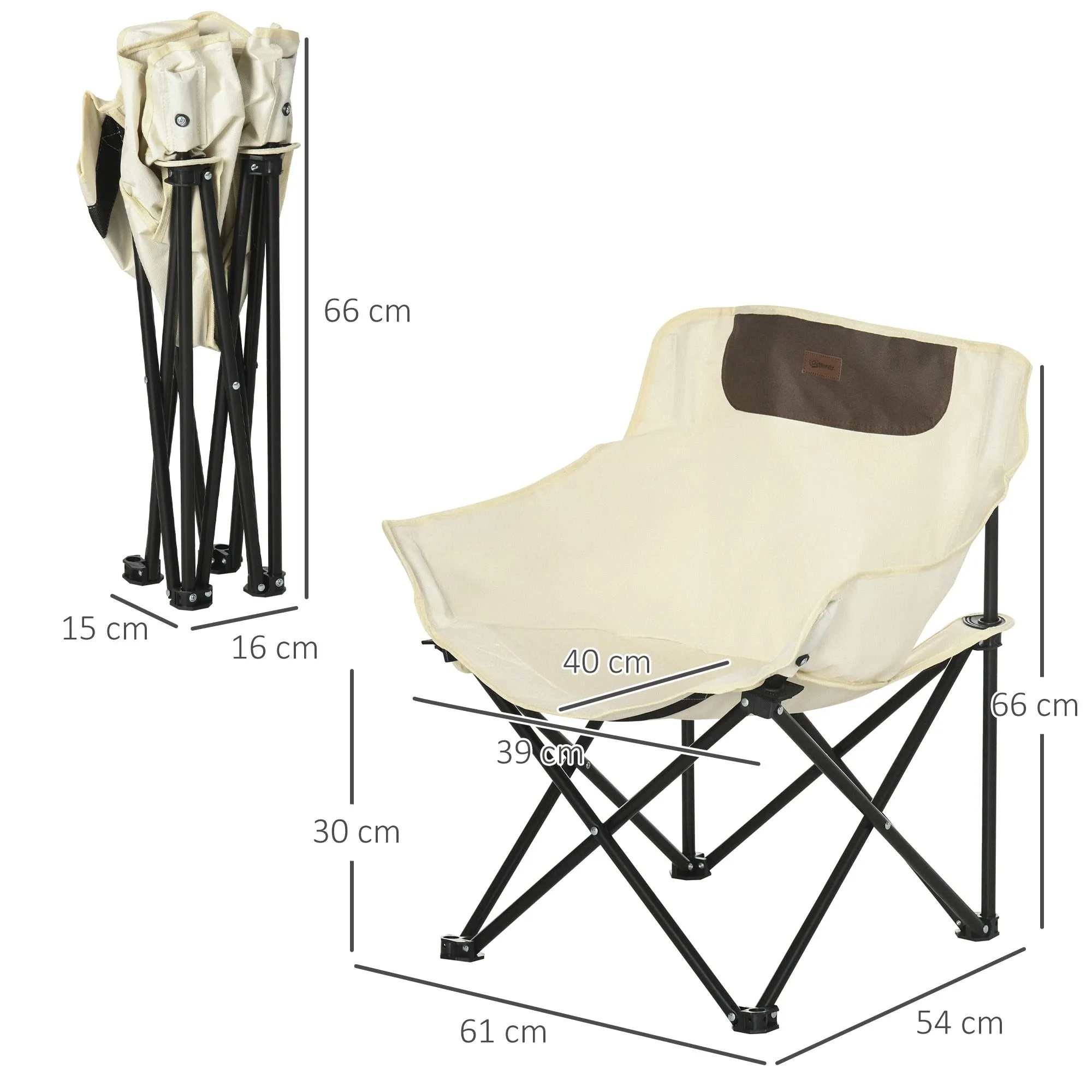 Outsunny Carrying For And Folding Storage Hiking, Bag Fishing, White Top-tier Chair, Lightweight Festivals, Pocket, Highly-rated Beach With Camping Perfect
