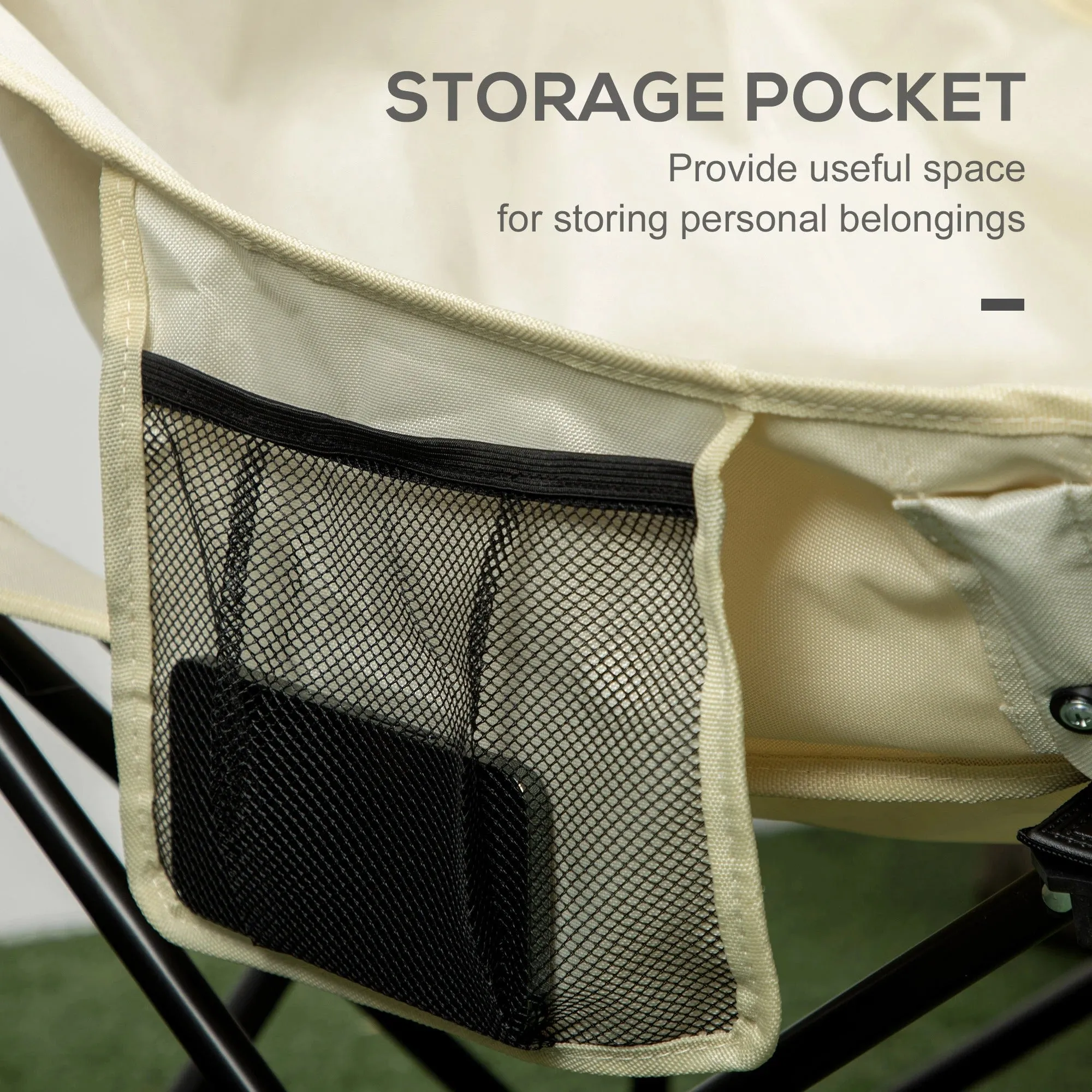 Outsunny Carrying For And Folding Storage Hiking, Bag Fishing, White Top-tier Chair, Lightweight Festivals, Pocket, Highly-rated Beach With Camping Perfect