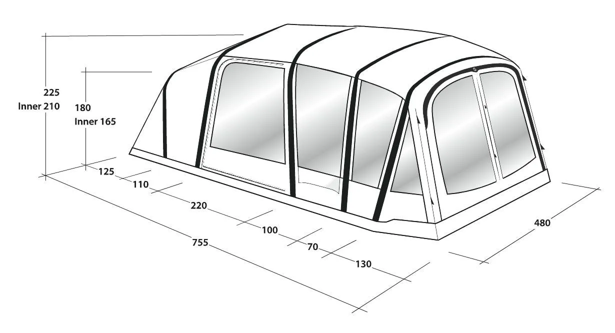 Outwell Jacksondale 7PA Air Tent, 7 Person Family Tent in Green