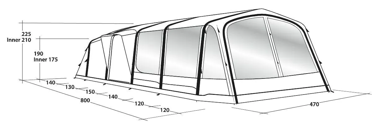 Outwell Knoxville 7SA Air Tent 2023, 7 Person Family Tent in Blue (A191753)