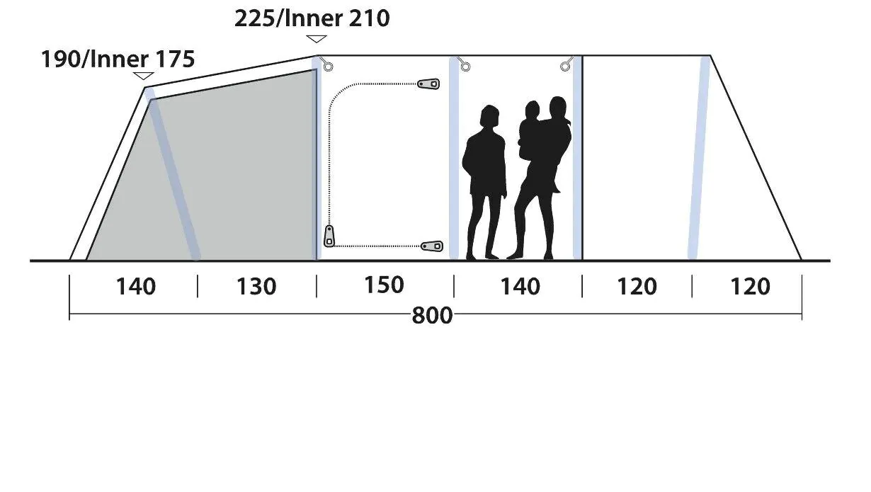 Outwell Knoxville 7SA Air Tent 2023, 7 Person Family Tent in Blue (OUT0046)