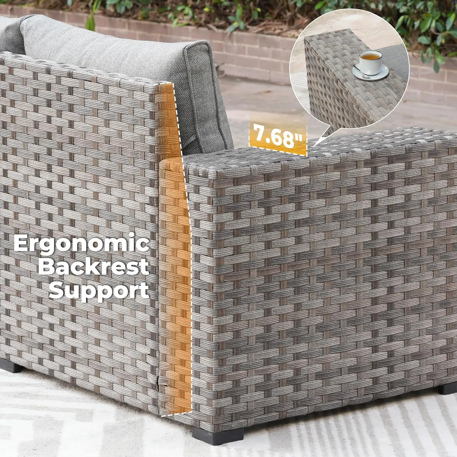 ovios 12 Pieces Patio Furniture Set, Outdoor Wicker Sectional Sofa with Coffee Table Comfy Cushions, Modern Modular Deep Seat Rattan Couch Conversation Set, Dark Grey
