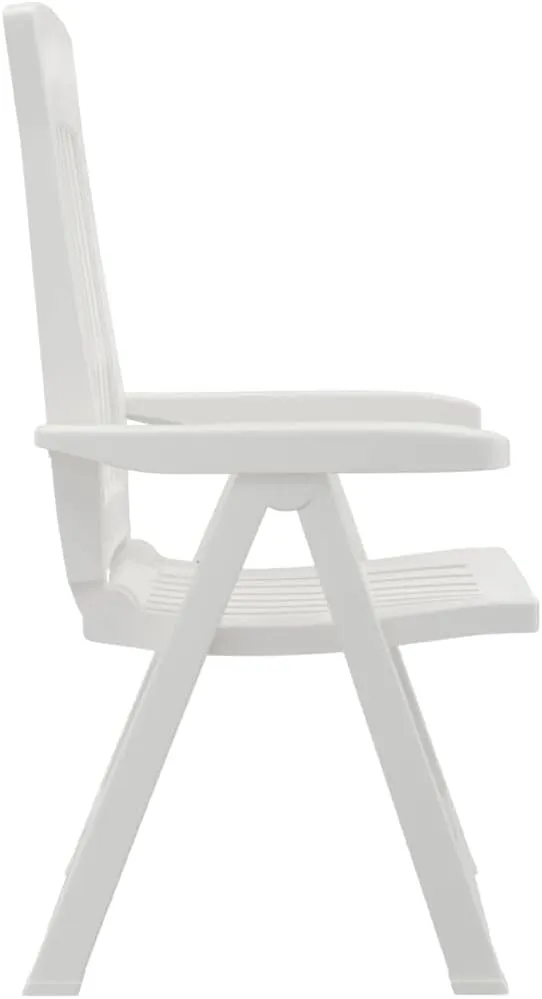 Patio Reclining Chairs 2 Pcs White Adjustable Foldable Outdoor Garden, Lightweight PP Material, Comfortable Lounging Chairs for Patio, Beach, Camping, and Dining